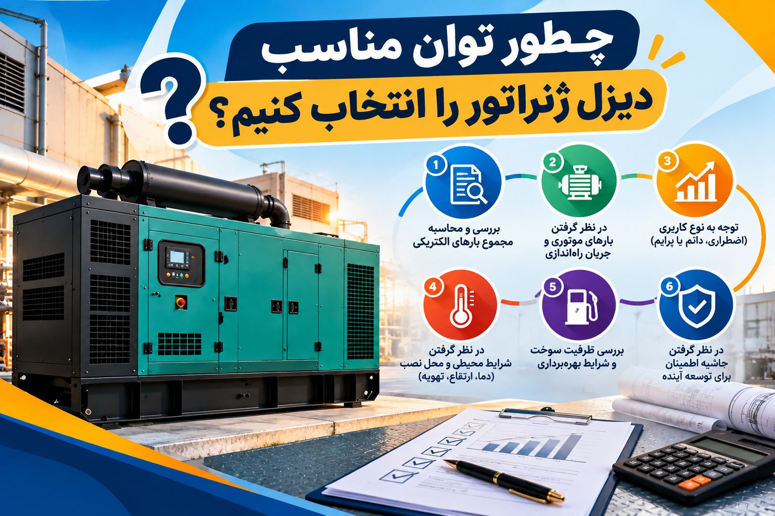 چطور توان مناسب دیزل ژنراتور را انتخاب کنیم؟