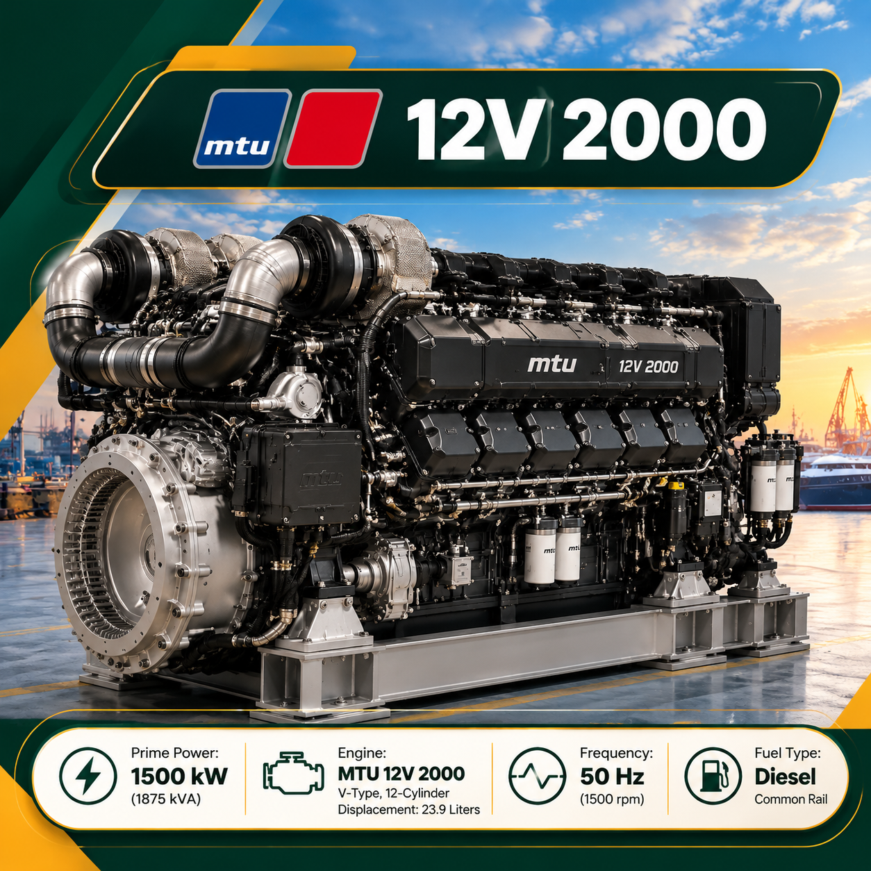 ژنراتور MTU 12V 2000