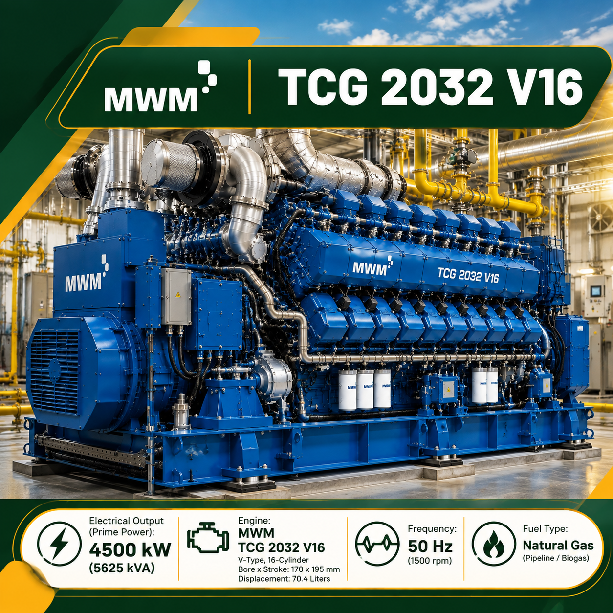 ژنراتور گازسوز MWM TCG 2032 V16