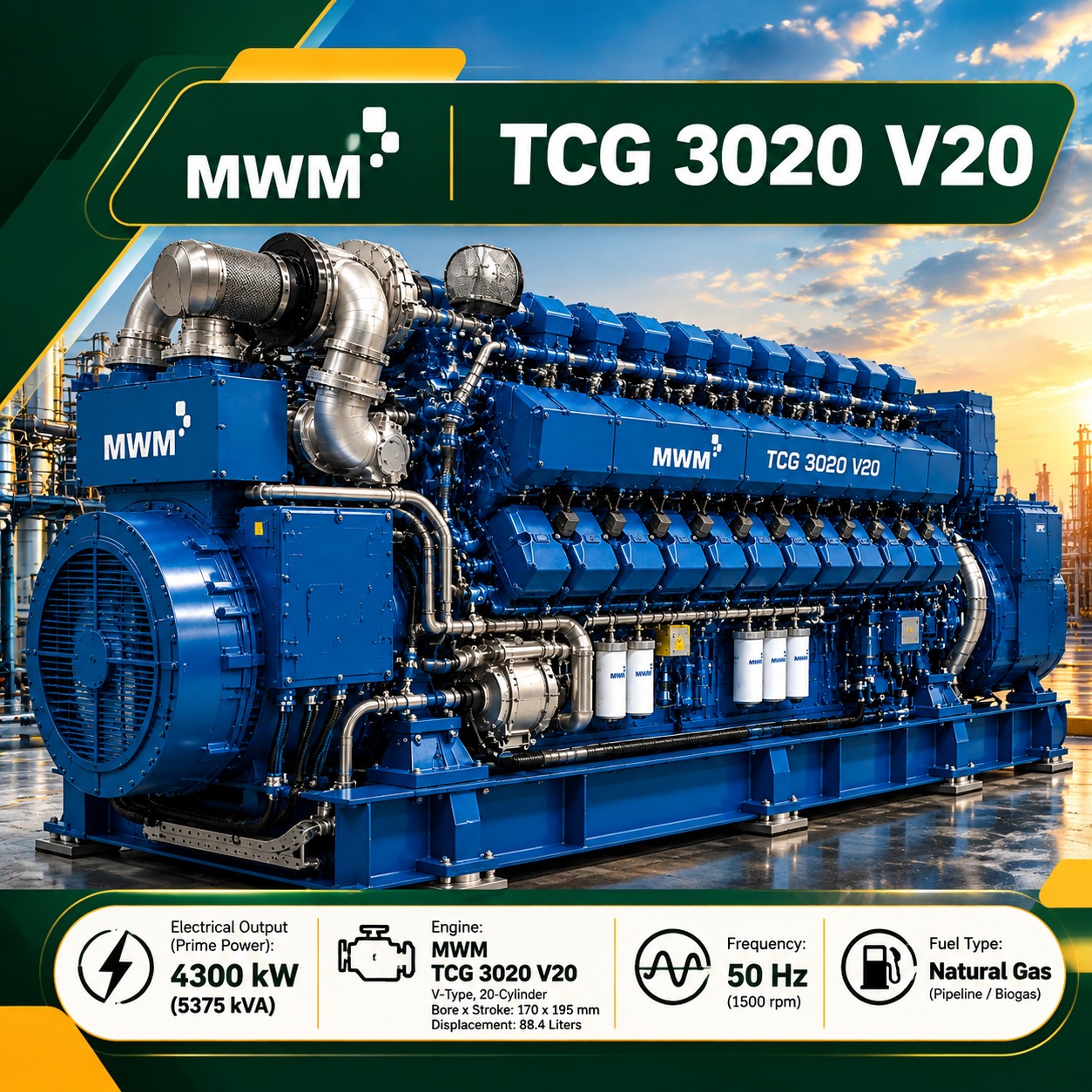 ژنراتور گازسوز MWM TCG 3020 V20
